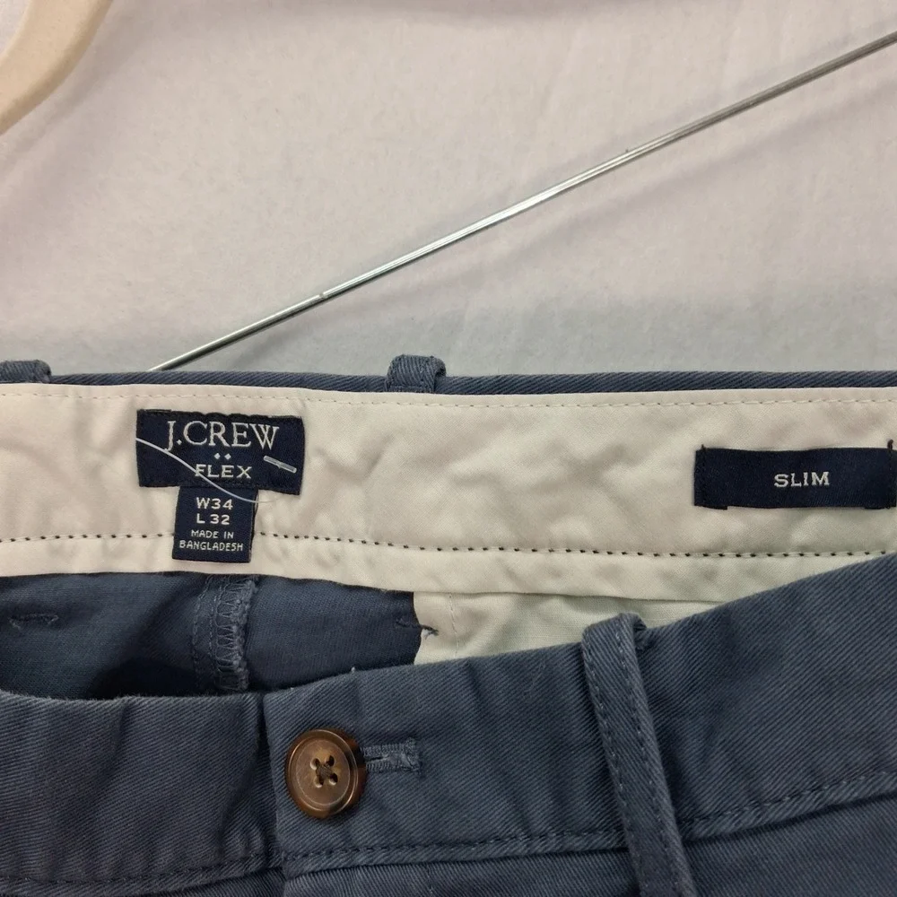 J.Crew Pants Mens 34x32 Slim Flex Chino Blue Gray H3167 EUC